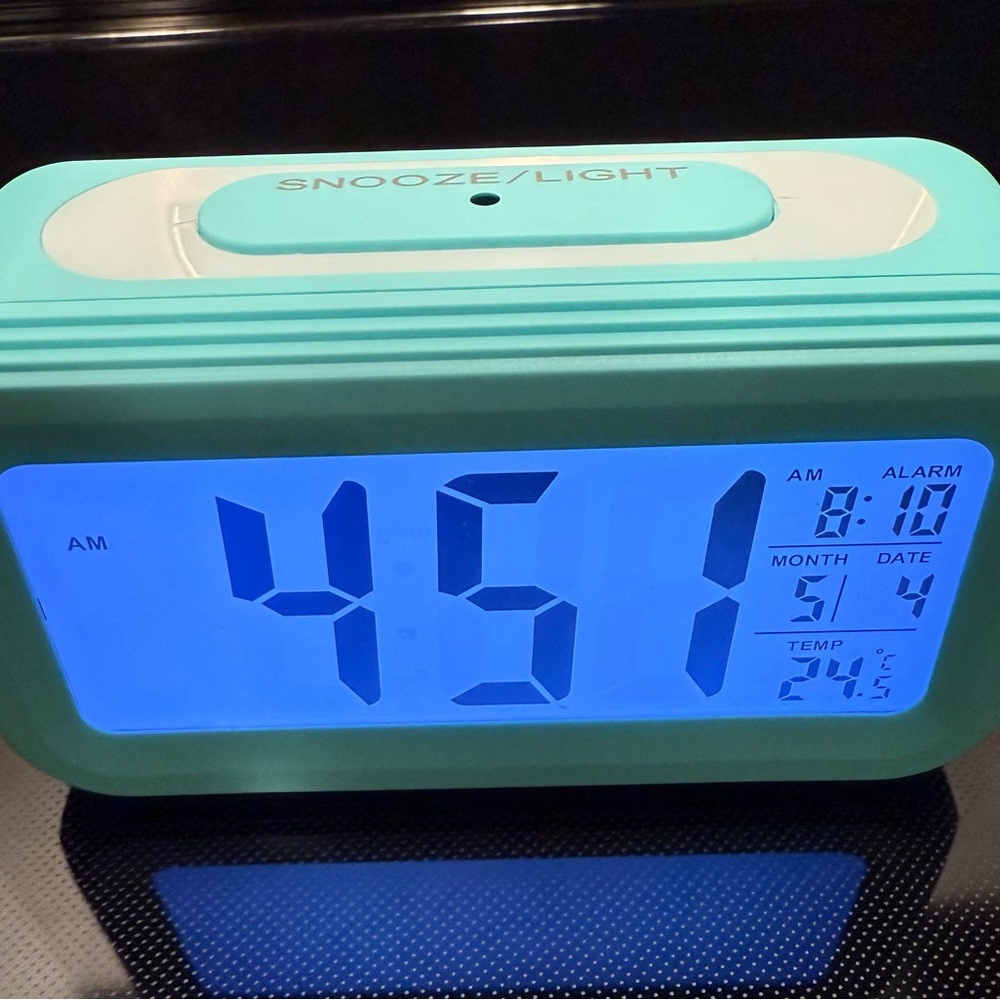 Aqua Digital Clock with Multiple Settings
